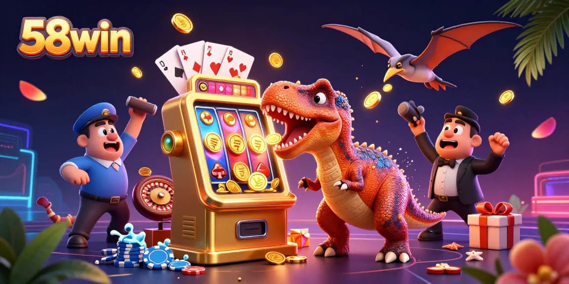 Experience winning big with 58win as a pachycephalosaurus bursts the slot machine for jackpot coins.