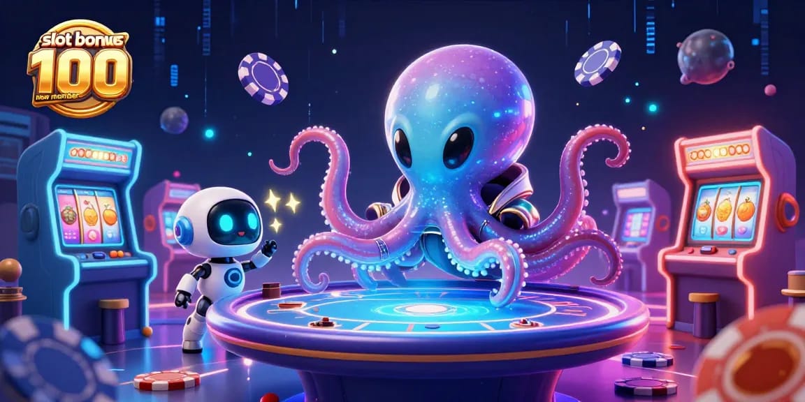 Engage with exhilarating gameplay showcasing slot bonus new member 100 in a vibrant, cartoonish casino setting.
