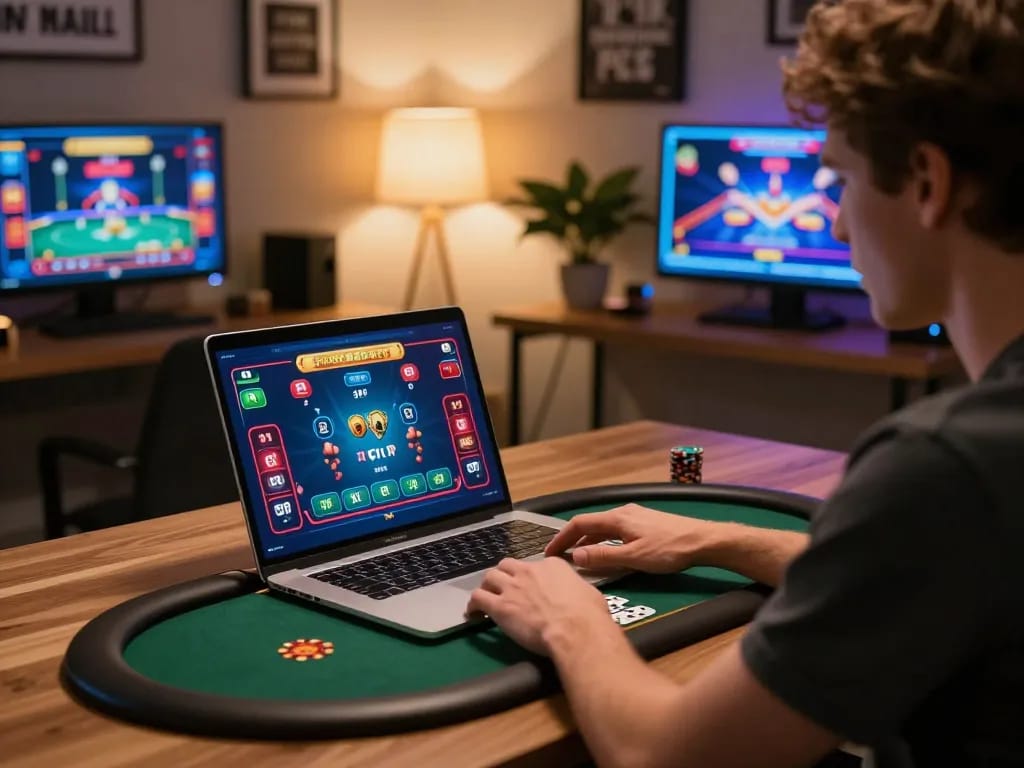 Engaging in an online poker game with 88fc interface displayed on screen, highlighting strategic gameplay.