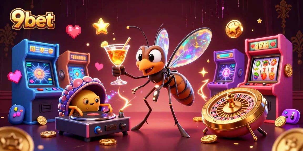 Experience vibrant 9bet casino action with a lively scene of charismatic characters.