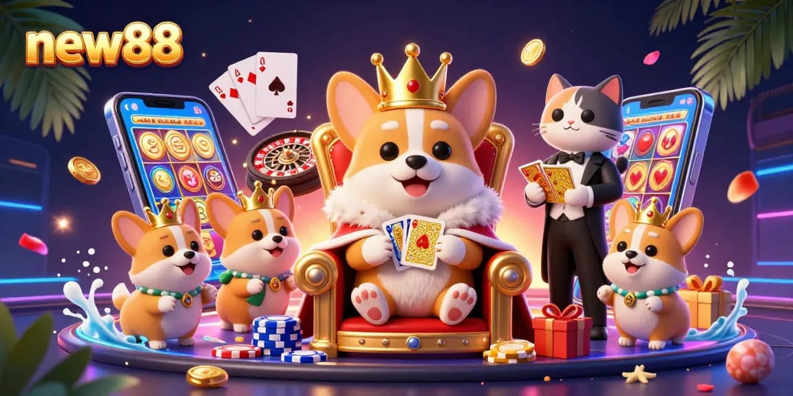 Experience exhilarating gaming moments with new88 at this vibrant casino-themed illustration!