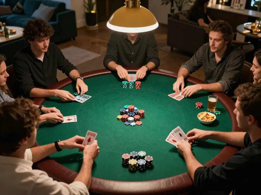 max88 players enjoying an exciting home poker night with competitive gameplay and vibrant atmosphere.