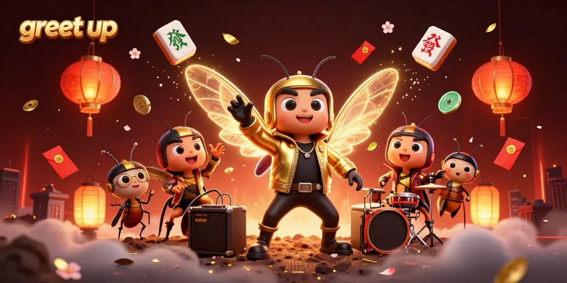 Engage with the vibrant gambling world at greet up featuring a rock star cicada in a casino atmosphere.