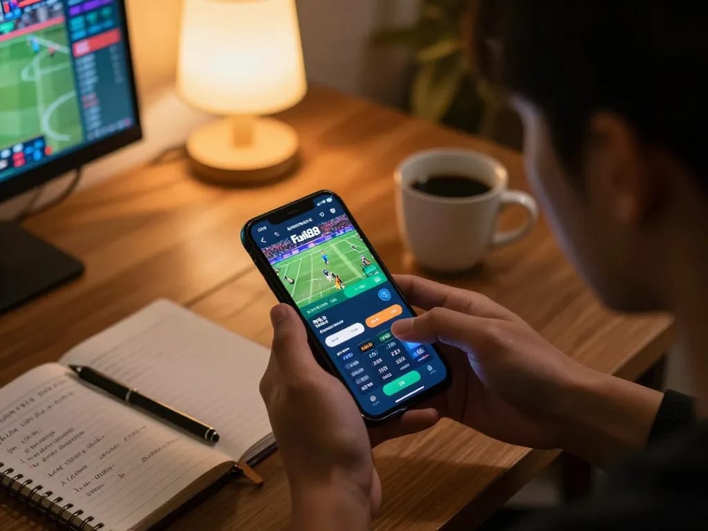 Engaging Fun88 betting app interface on smartphone during strategic online gaming session