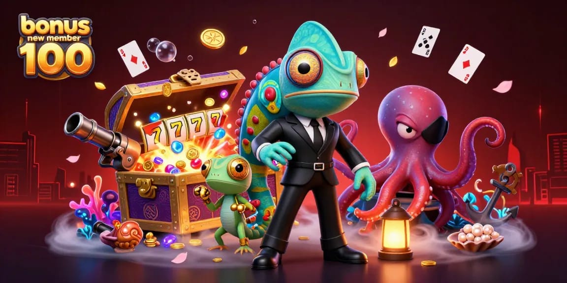 Spin the reels at a thrilling casino with bonus new member 100 offer amidst colorful gems and vibrant characters.