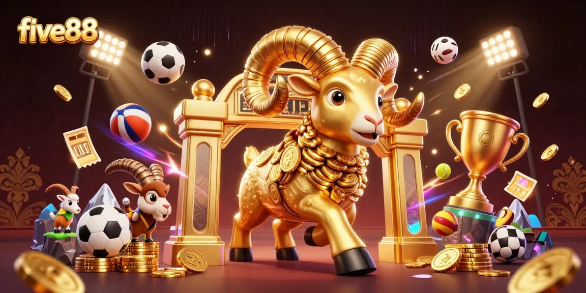 Engage with five88's thrilling sports betting action through an exciting 3D casino illustration.