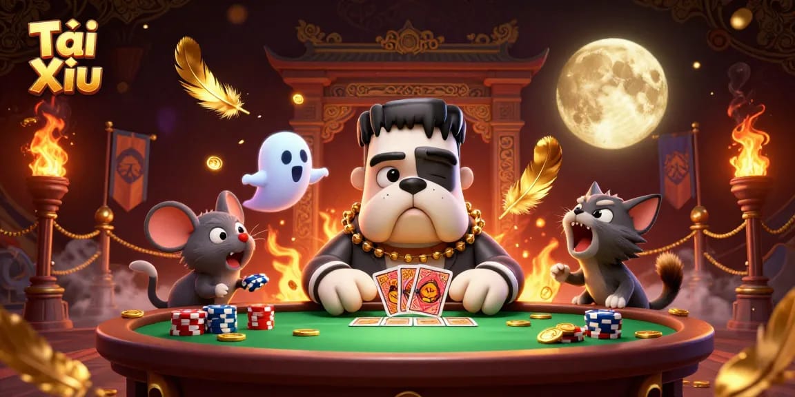 Experience Tài Xỉu excitement with a 3D illustration showcasing engaging gaming elements and character action.