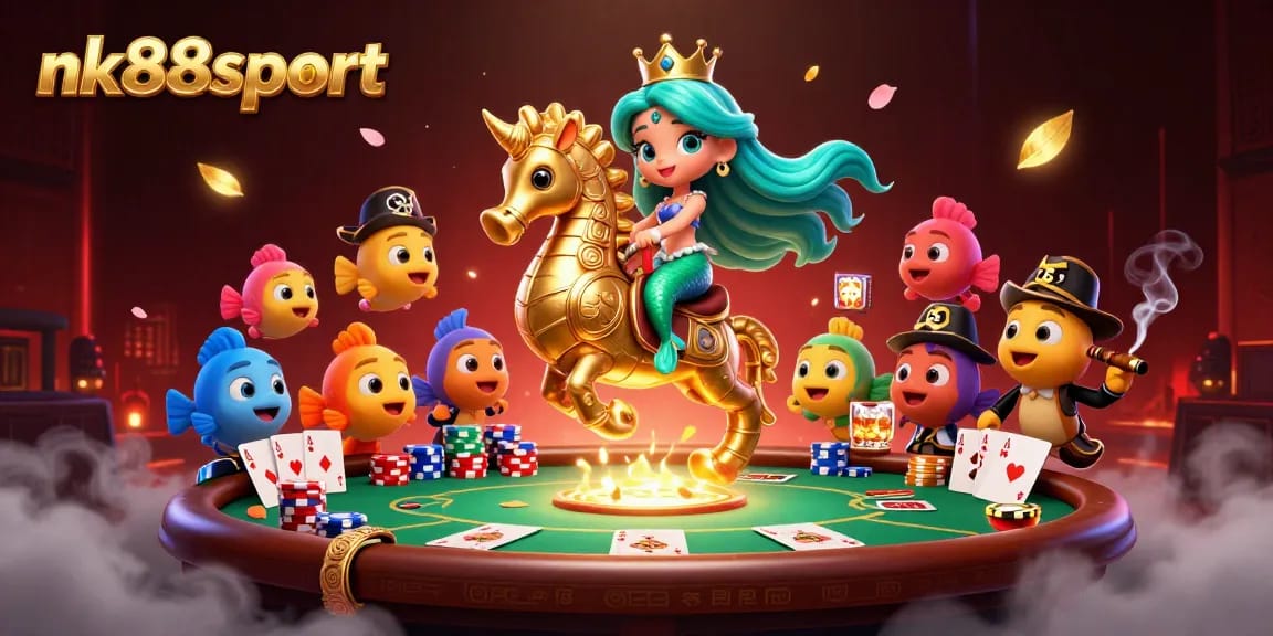 Experience thrilling gameplay at nk88sport as you join a mermaid princess in a vibrant casino scene.