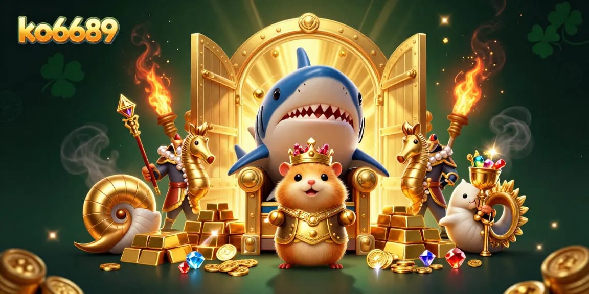 Engage with ko6689's exciting gaming experience, featuring a dynamic 3D scene of treasure and champions.