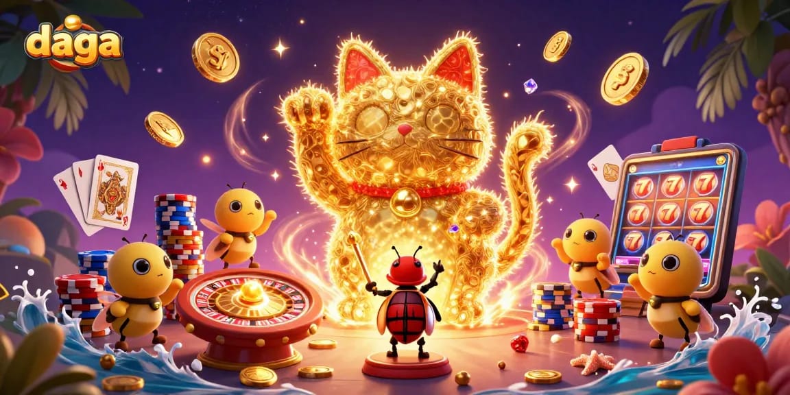 Experience top casino thrills with daga's vibrant lucky cat and dynamic gaming elements.