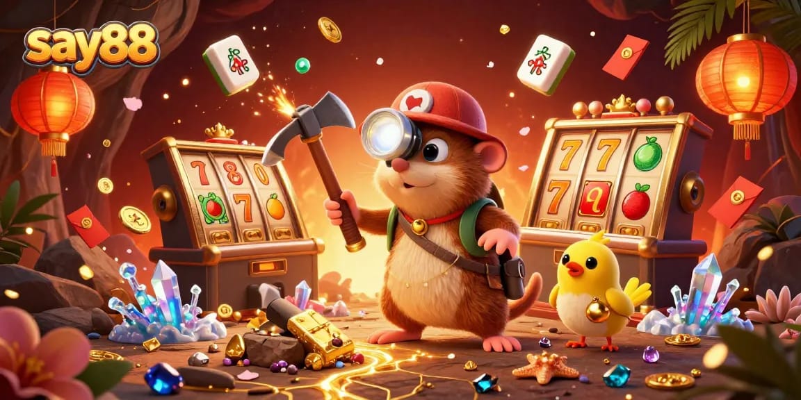 Experience thrilling wins at say88 with an ultra-detailed 3D illustration of vibrant casino elements.