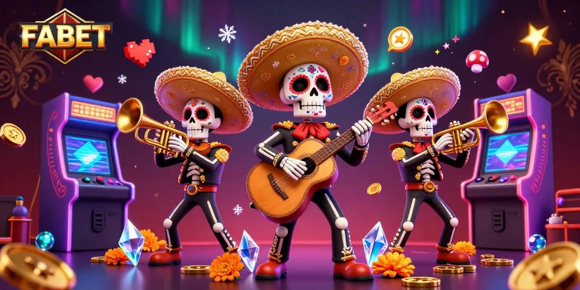 Experience the vibrant gaming atmosphere of FABET with this colorful illustration of a mariachi band.
