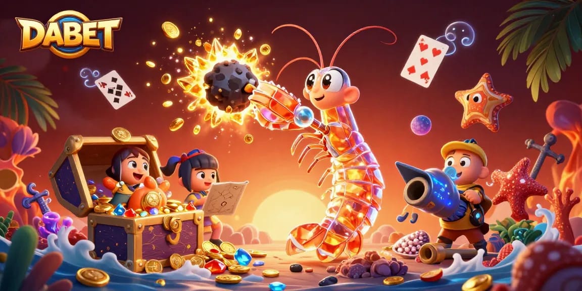 DABET illustration of a vibrant underwater casino scene with galactic samurai shrimp and treasure, capturing excitement in gaming.