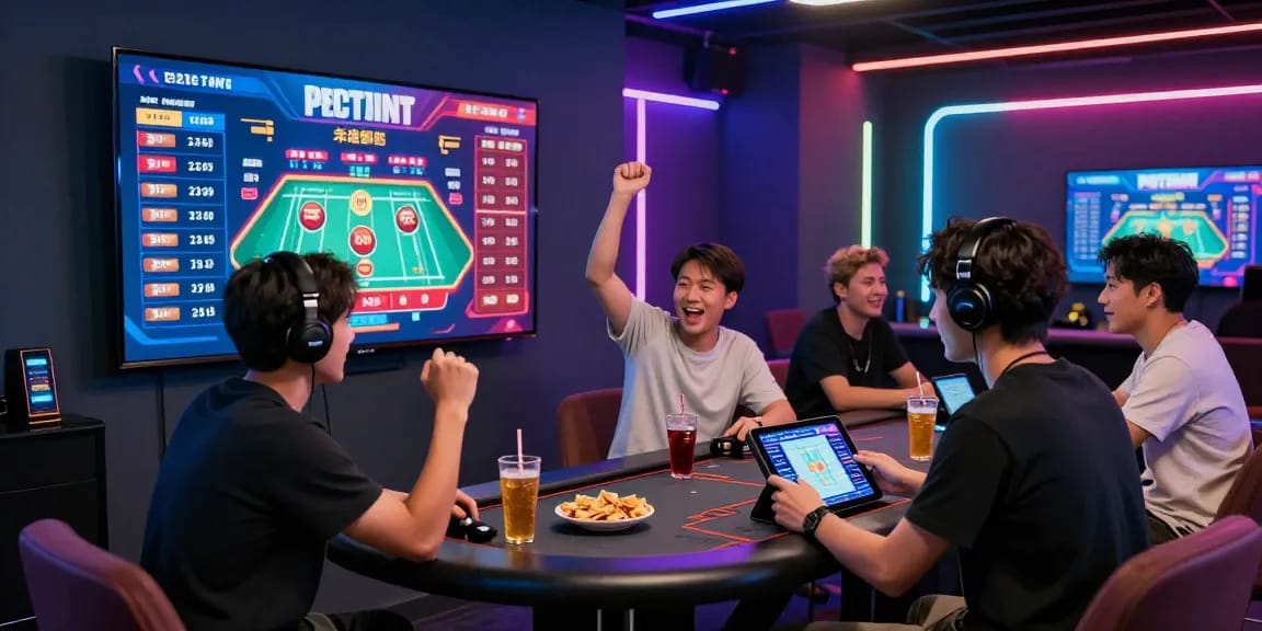 Engaging online gaming experience at OK8386 with players enjoying live casino games and analyzing bets.