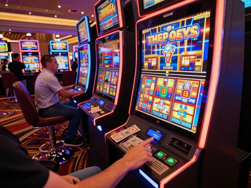 Experience DA88 excitement at casino floor with vibrant slot machines and engaging players.