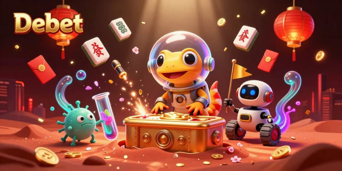 Experience excitement at Debet's Martian casino with vibrant visuals and gaming elements.