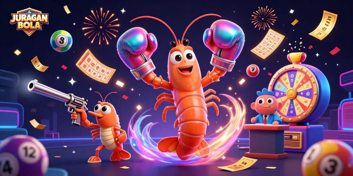Experience the thrill of JURAGANBOLA with vibrant characters and dynamism in this mesmerizing casino scene.