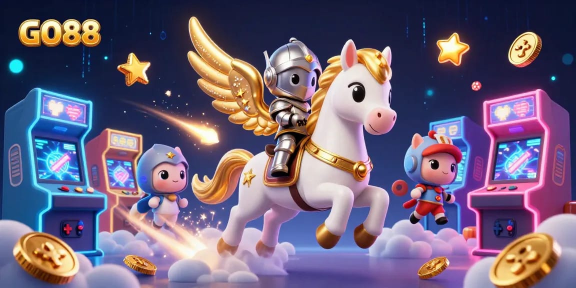 Experience the thrill of GO88's captivating games with stunning visuals and action-packed illustration.