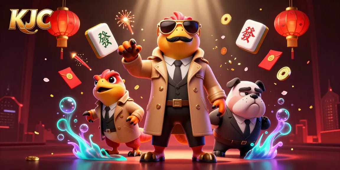 KJC members, represented by raptors in disguise, attempt entry to a VIP casino lounge amidst festive elements.