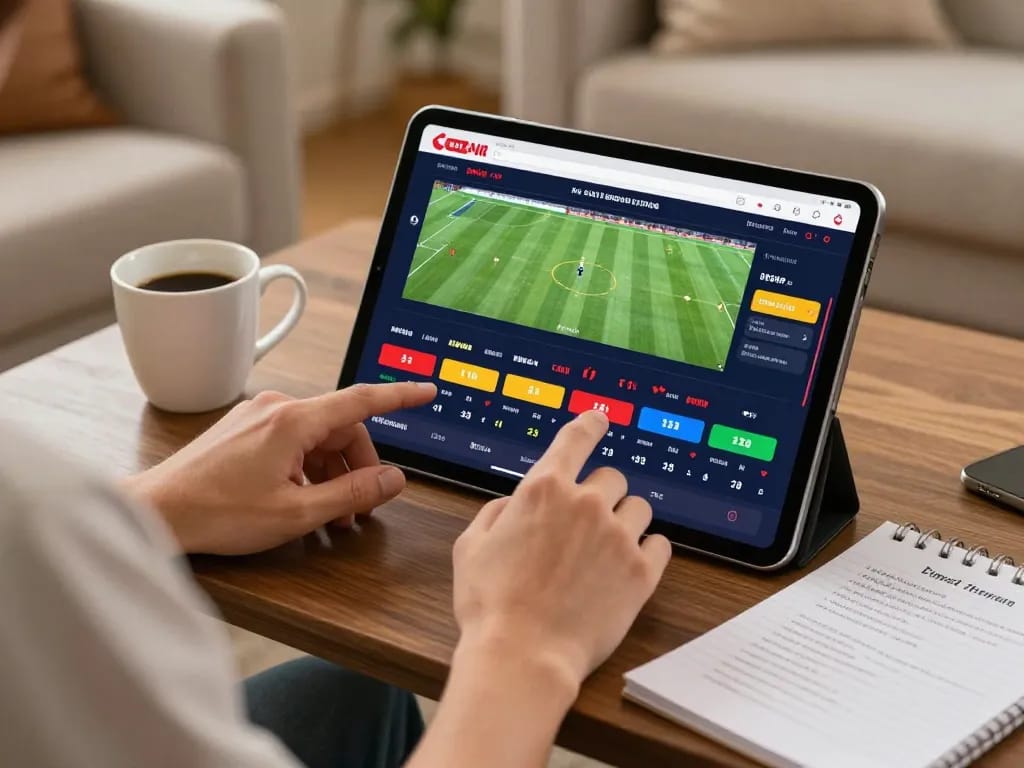 Kèo nhà cái active betting setup showing a person placing bets on a tablet