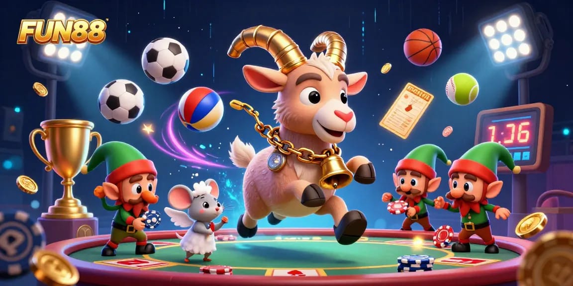 Engage in thrilling FUN88 sports betting with Krampus, festive characters, and dynamic game elements.
