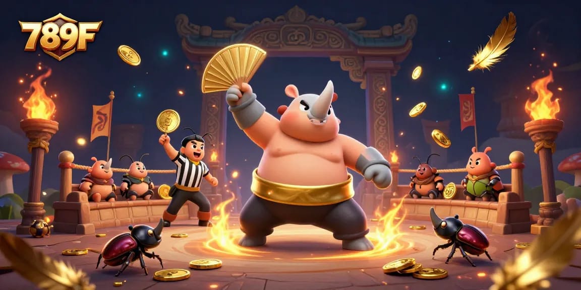 Experience thrilling gameplay at 789F with a dynamic 3D beetle tournament showcasing winning moments.