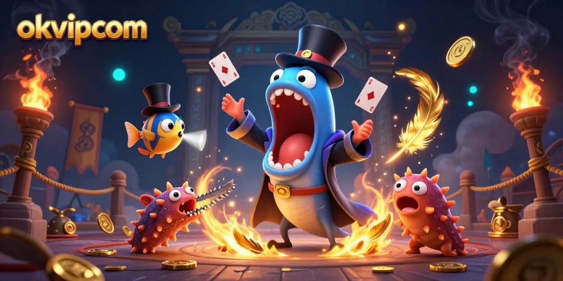 Experience thrilling card tricks with okvipcom's vibrant underwater gambling scene featuring magical sea creatures.