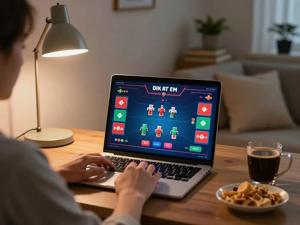 Engaged player at home using TR88 COM for online poker, showcasing gaming strategies.