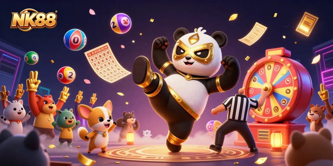 Experience NK88's vibrant gaming atmosphere with a lively scene of fun, excitement, and rewards.