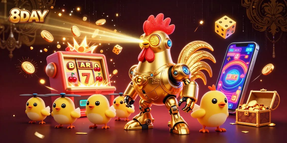 Engage with 8DAY's dynamic gaming experience featuring a spectacular jackpot explosion.