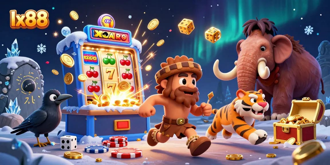 Experience exhilarating wins at lx88, as a dynamic caveman and sabertooth tiger unveil thrilling casino games.