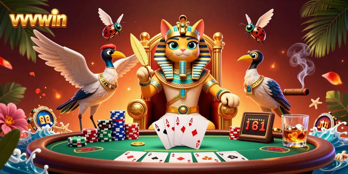 Experience the thrilling world of vvvwin with a vibrant poker scene and enchanting characters.