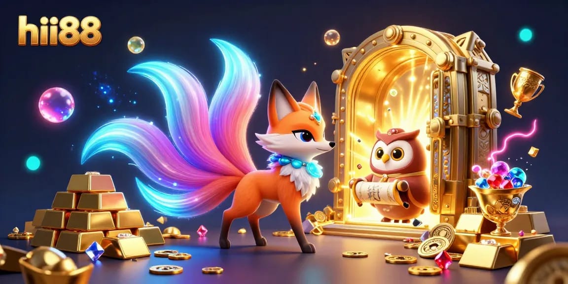Engage with exciting gaming adventures at hii88, showcasing vibrant characters and casino treasure.