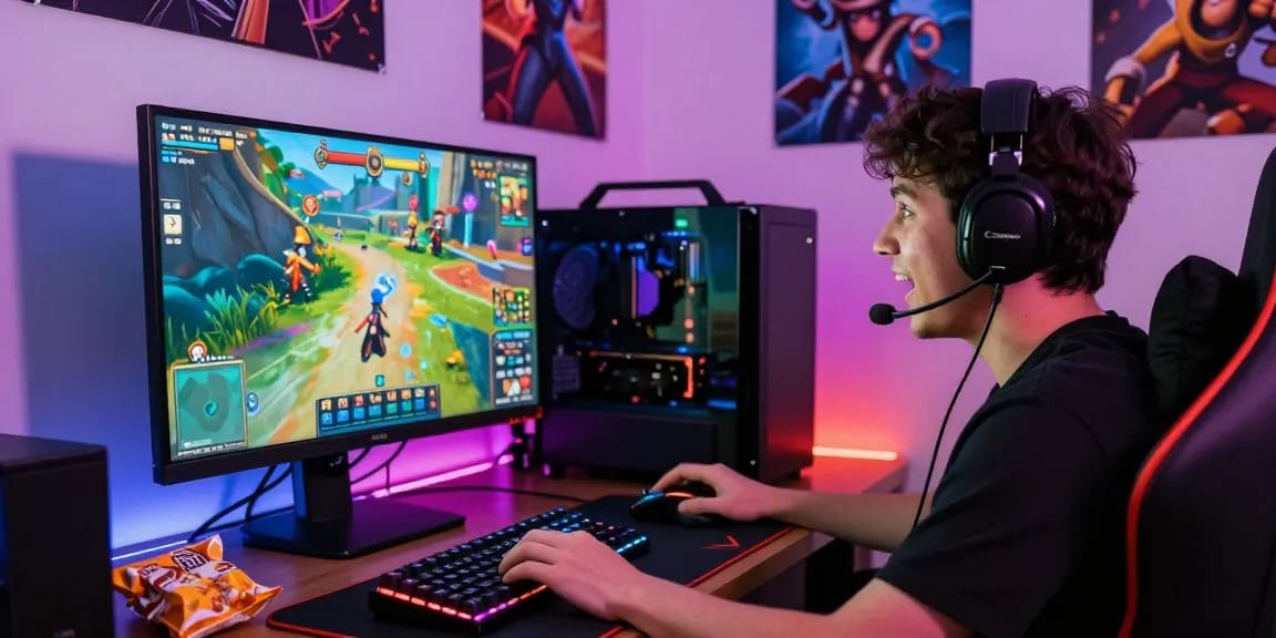Player engaging in cika4d online gaming with colorful setup and immersive atmosphere.