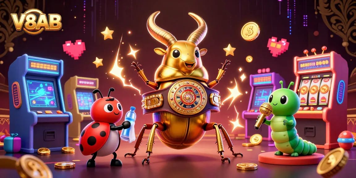 Engage with V8AB's vibrant casino world featuring exciting games and dynamic characters.