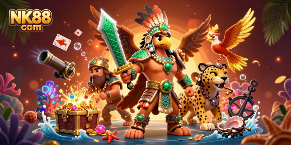 Engage in thrilling gameplay at NK88 com with dynamic Aztec warriors amid casino treasures.