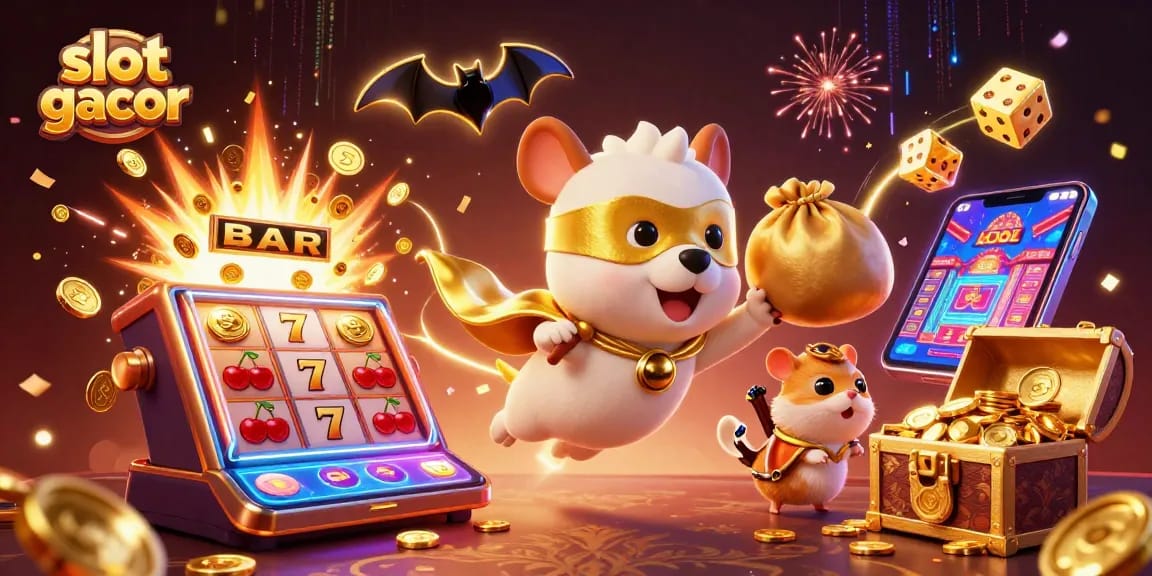 Rasakan kegembiraan slot gacor dengan anjing superhero kartun dan elemen kasino yang dinamis.