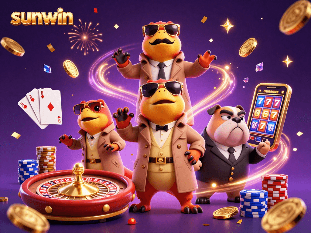 Experience sunwin excitement as raptors humorously dress to enter a VIP casino lounge.