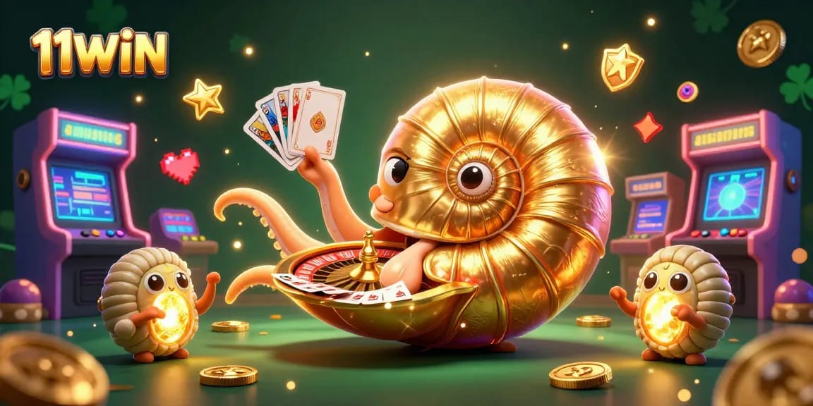 Experience the thrill of 11WIN with a vibrant casino scene full of excitement and golden treasures.