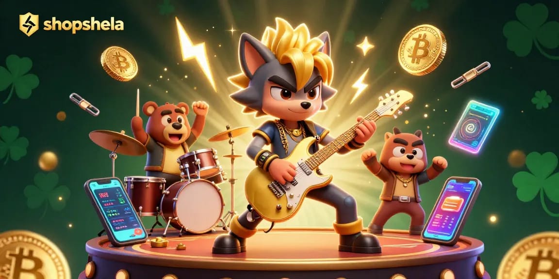 shopshela offers a mesmerizing casino stage with a wolf rock star and lively gaming elements.