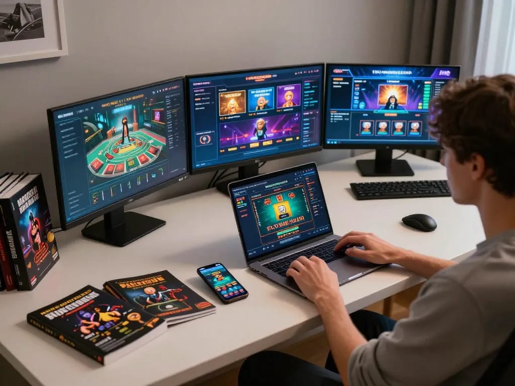 Engaging scene of online gaming at Trang chủ F168 with a player immersed in casino action.