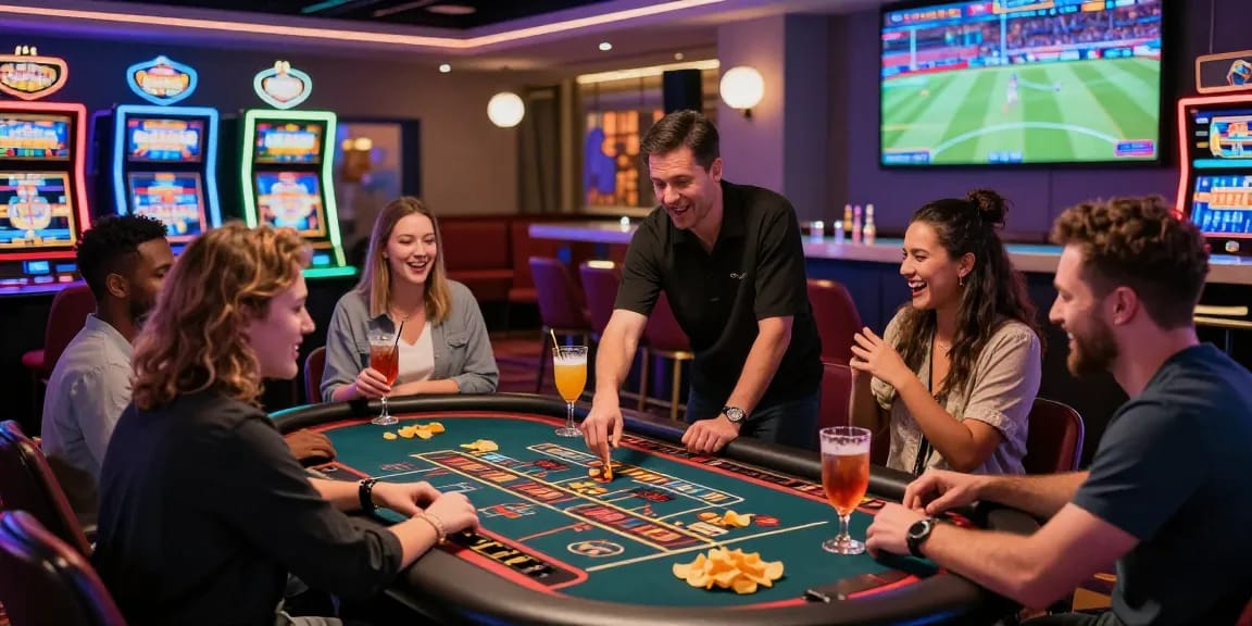 European casino gaming scene at https://equipproject.eu with players enjoying vibrant atmosphere and diverse gaming options.