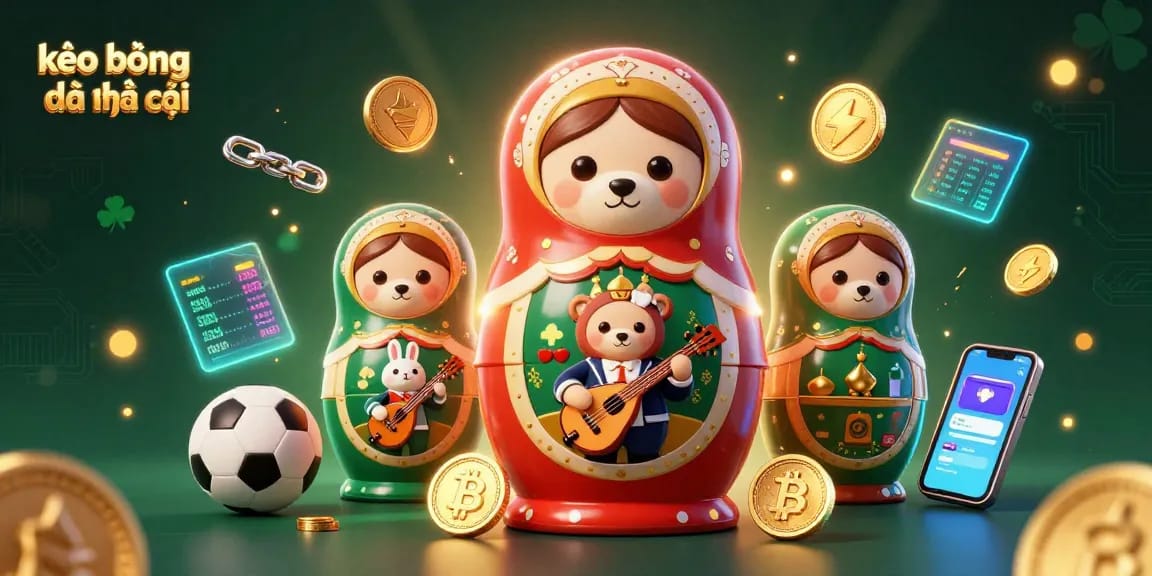 Experience the thrill of kèo bóng đá nhà cái with sports elements and vibrant characters in a dynamic illustration.