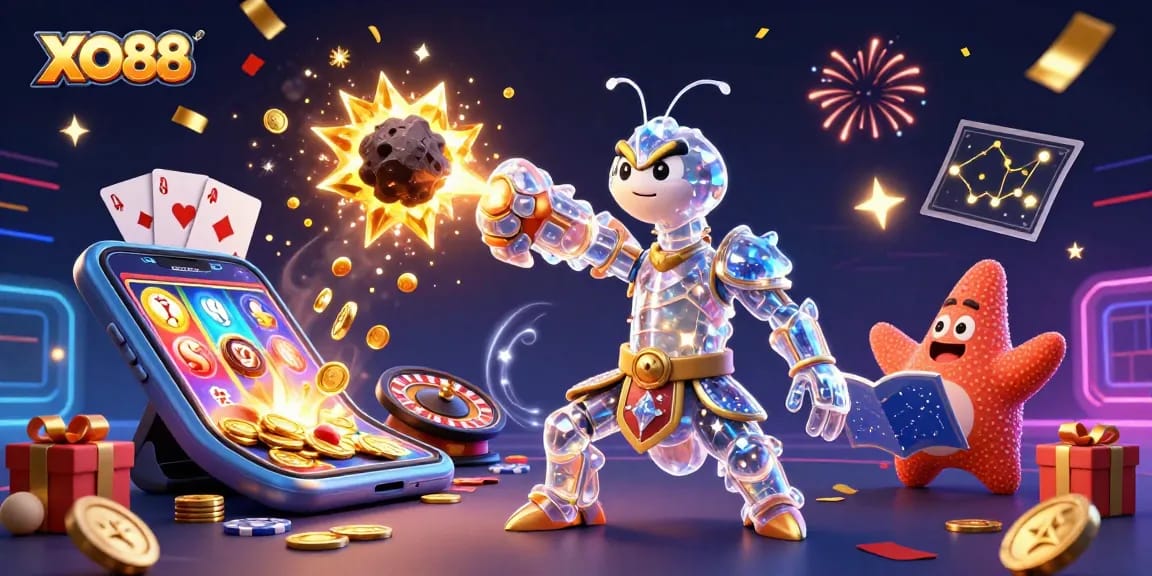 Engage in thrilling gaming with XO88 featuring dynamic characters and exciting casino elements.