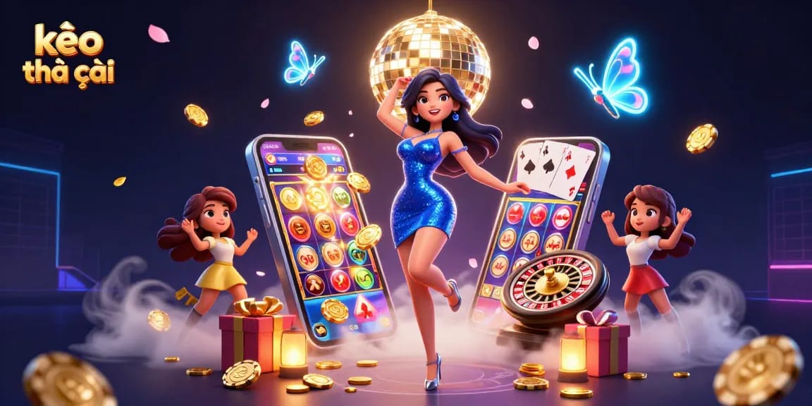 Experience kèo nhà cái excitement with a glamorous 3D illustration of dynamic betting action.