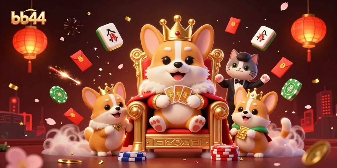 Engage in thrilling casino action with the bb44 royal corgi and cat butler amidst enchanting game elements.