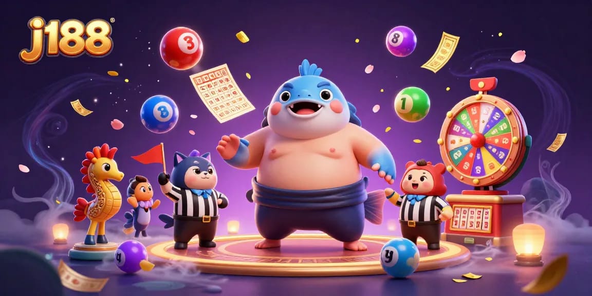 Join the excitement of j188 with dynamic lottery elements featuring a fugu and seahorses.