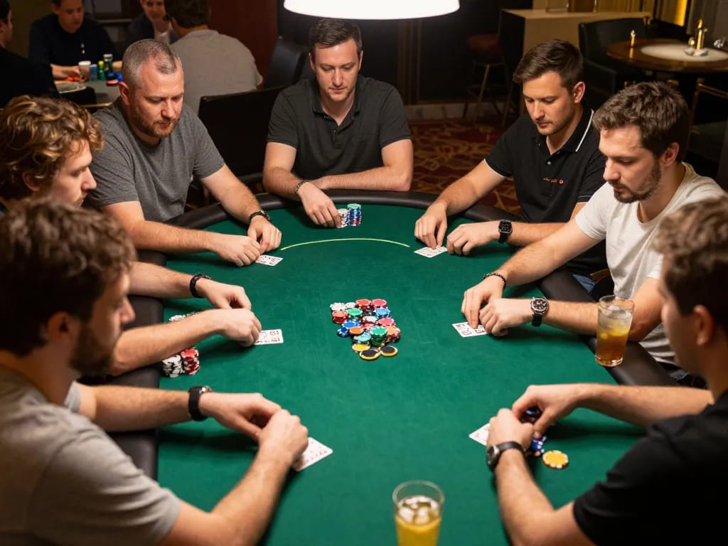Experience thrilling poker gameplay at 98WIN with vibrant atmosphere and strategic moments captured.