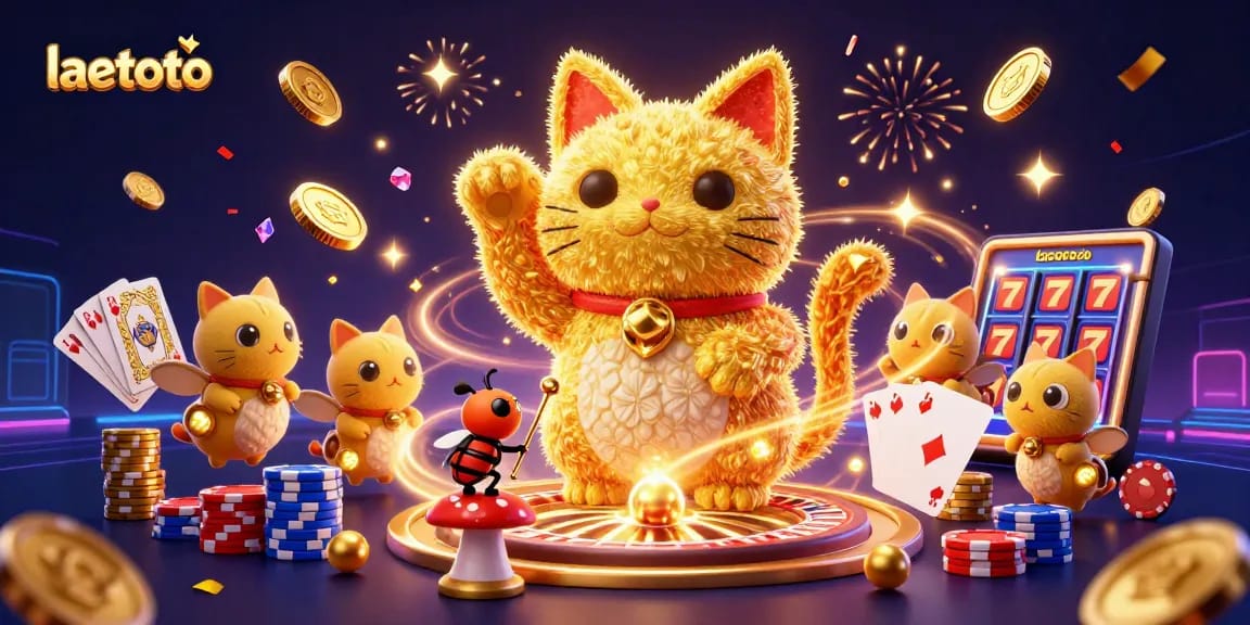 Play and win at laetoto with a captivating lucky cat and dynamic casino elements.