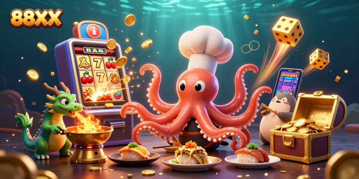 Engage with 88XX gaming through an exciting 3D illustration of characters and dynamic elements.